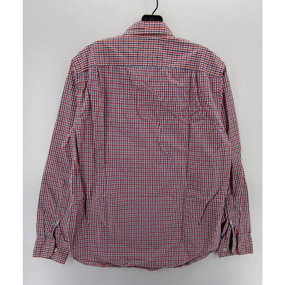 J Crew Shirt Medium Red Button Up Tailored Plaid Preppy Collared Woven - Picture 6 of 10